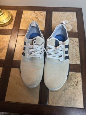 adidas Beige and Black Suede Lace-Up Sneakers